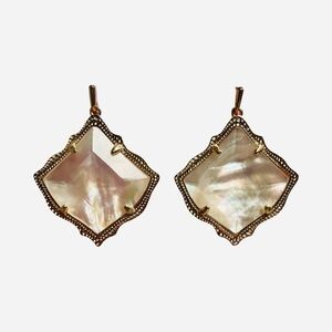 Kendra Scott Kirsten Drop Earrings Gold Mother of Pearl Statement Dangle